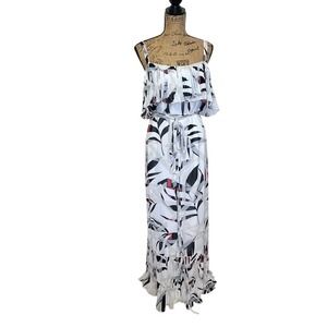 Lane Bryant Maxi Dress White Sundress Ruffle Sleeveless Summer Dress Sz 20‎